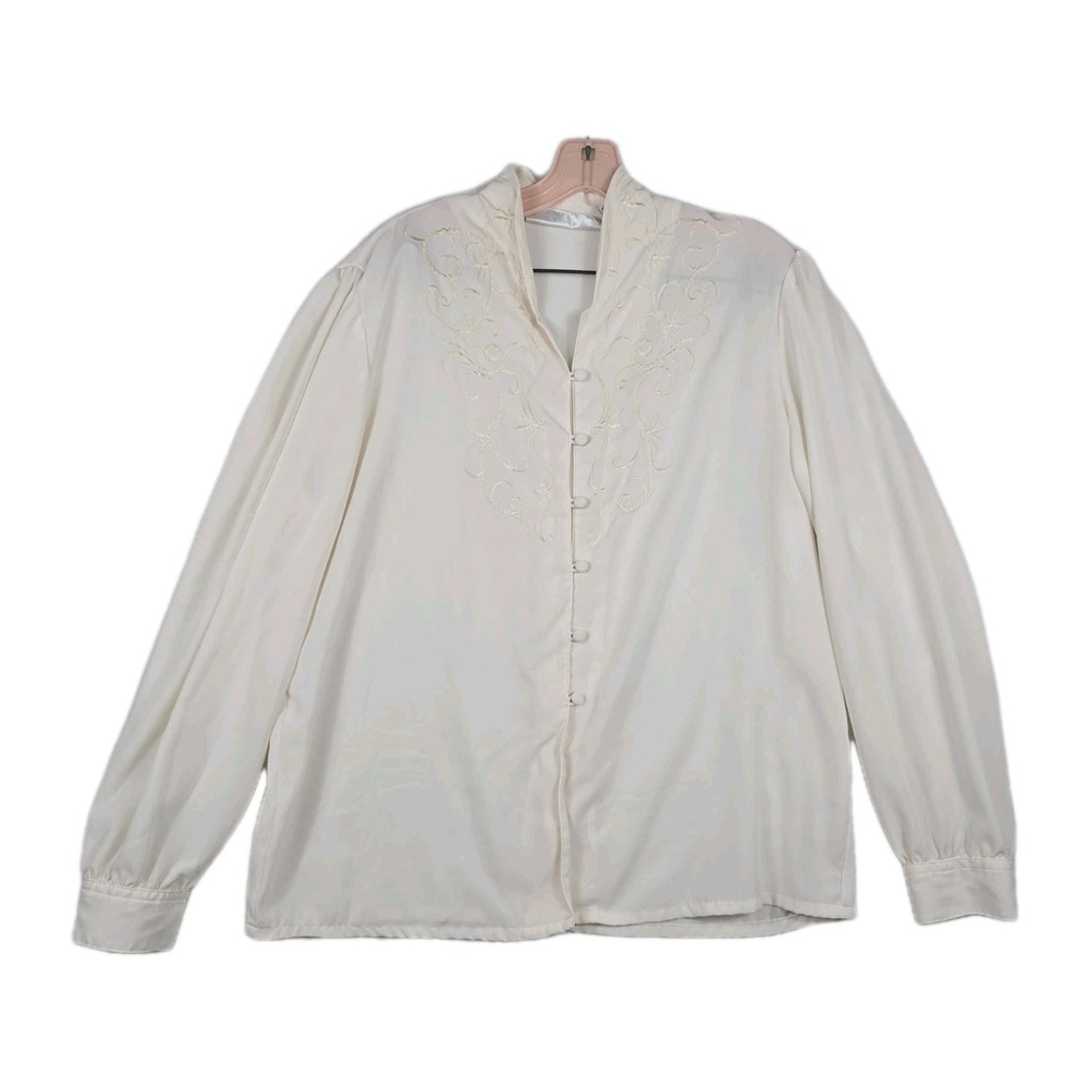 Claudia Richard Women's Size 14 Ivory Cream Button Blouse Vintage